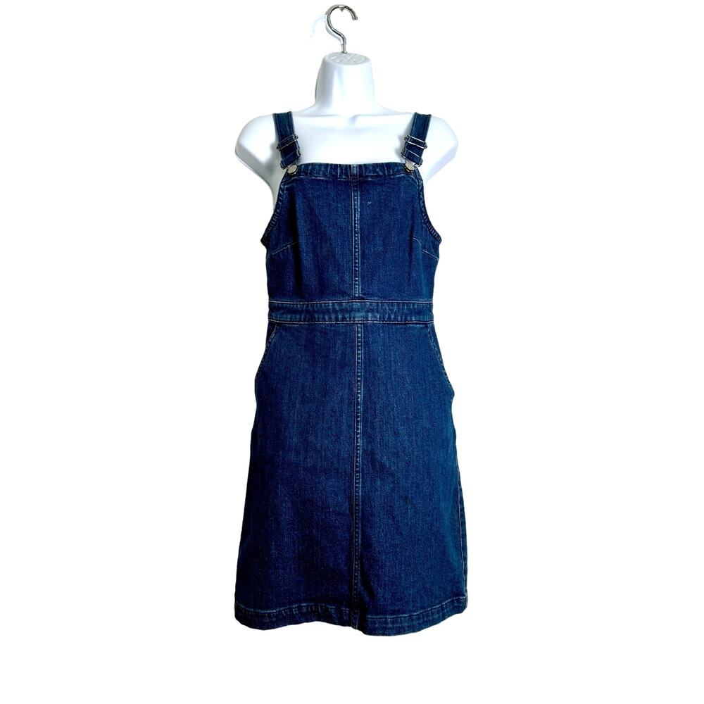 Madewell Women's Denim Apron Dress Overerall Sz 2 Mini Blue Dark Wash 90's Y2K
